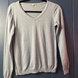 Pale/Sky Blue Women's V-Neck Cotton/Cashmere Blend Uniqlo Sweater Size M